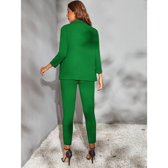 2 piece set pantsuit Open Front Blazer jacket & dress Pants royal blue - Picture 7 of 11